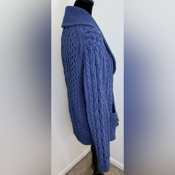 Brooks Brothers preppy cable knit cardigan sweater shawl collar button close M - Picture 7 of 13